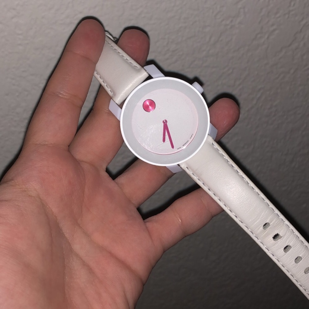 White and pink movado watch
